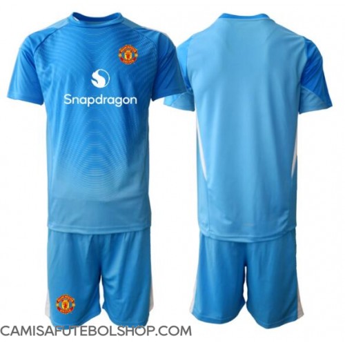 Camisa de time de futebol Manchester United Goleiro Replicas 1º Equipamento Infantil 2025-26 Manga Curta (+ Calças curtas)